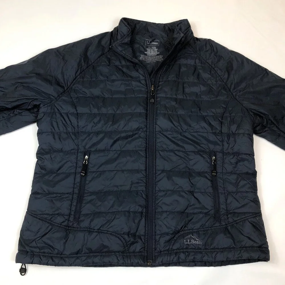 LL Bean Womens Primaloft Navy Blue Full Zip Puffer Jacket Size XL 290586 - Picture 2 of 9